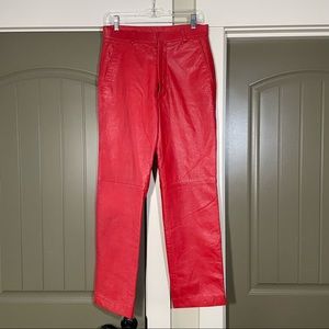 Soft red leather pants